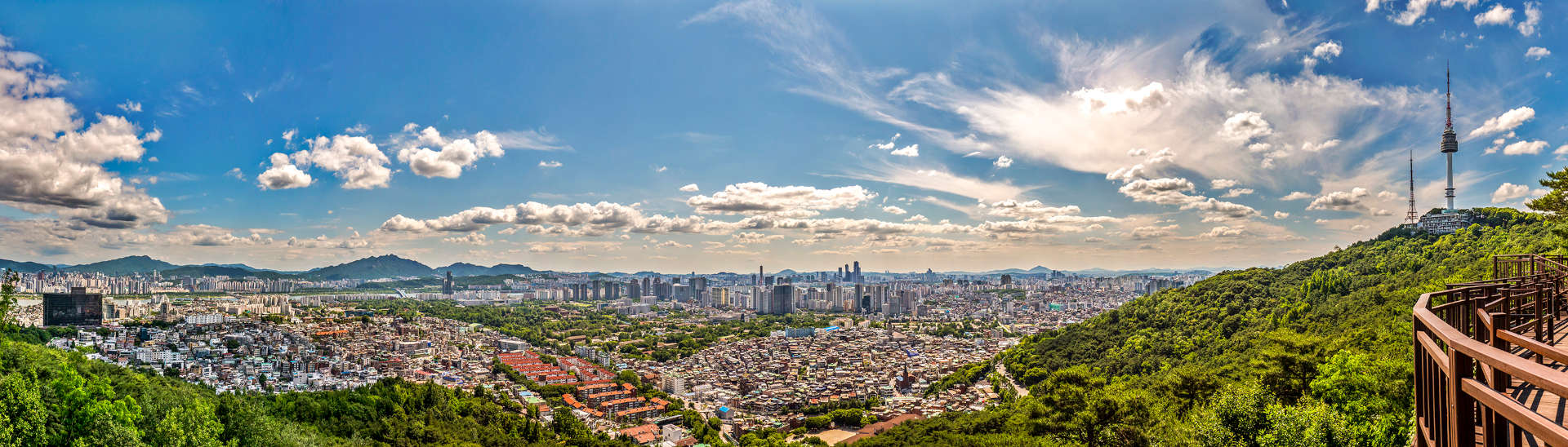 Panoramic view of Seoul from a mountaintop on a clear day